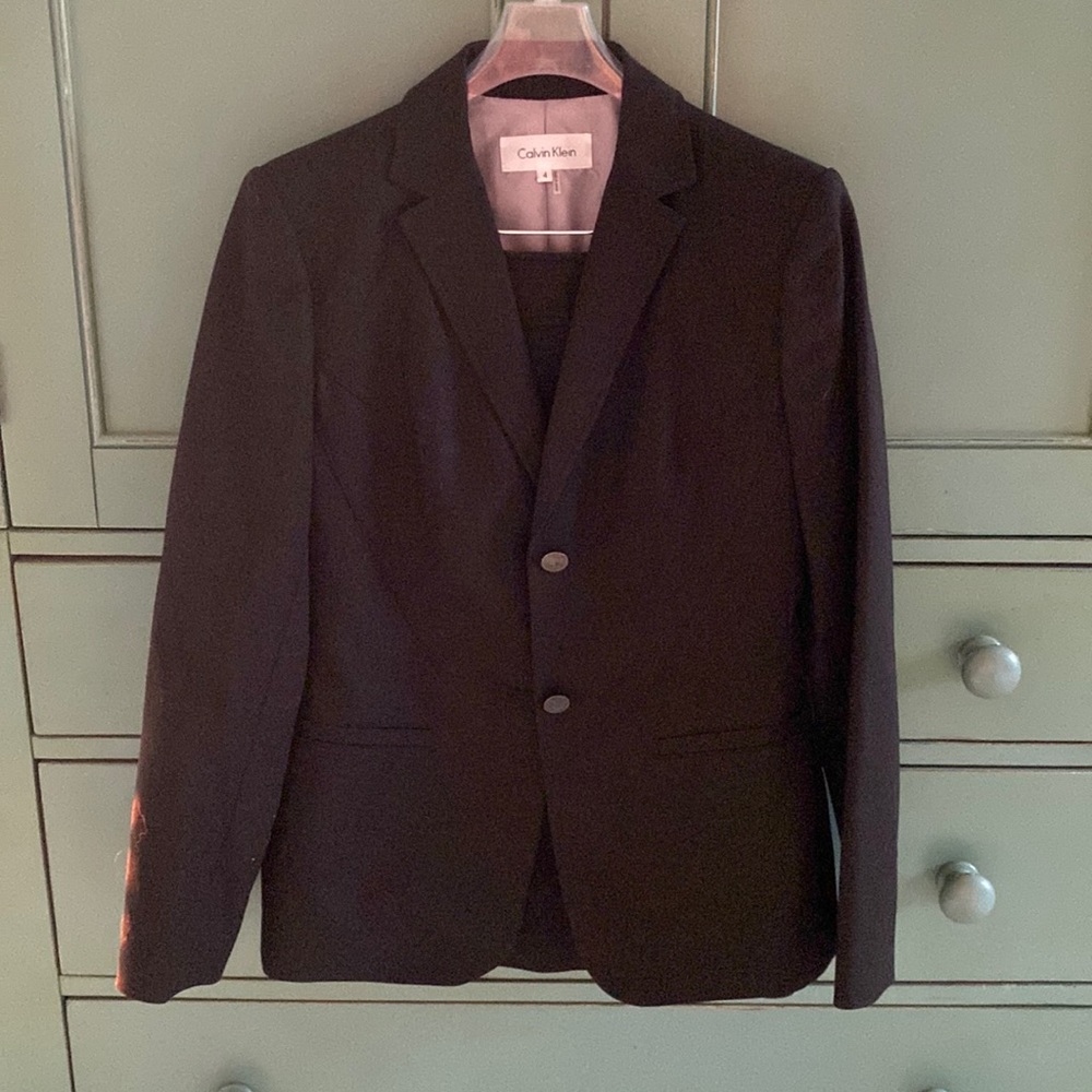 Black Calvin Klein suit with skirt